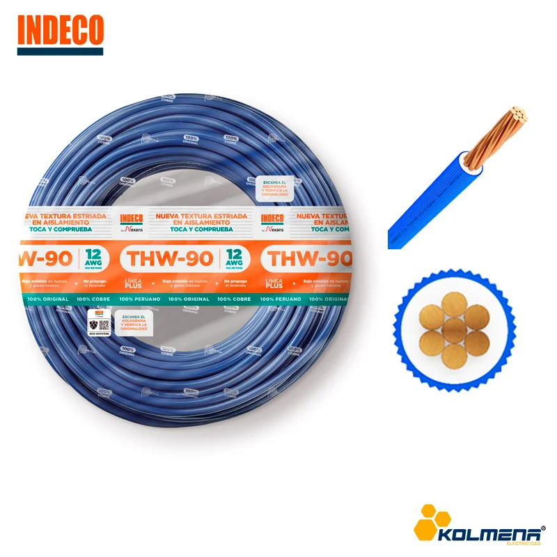 CABLE THW-90+PLUS 450/750V 12 AWG AZUL X 100M