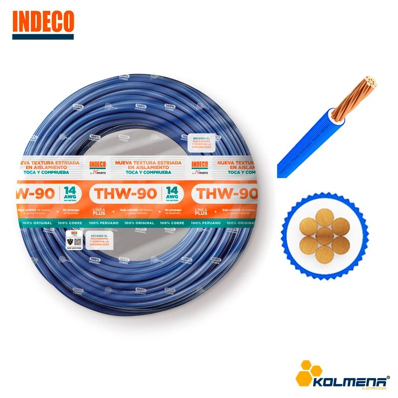 CABLE THW-90+PLUS 450/750V 14 AWG AZUL X 100M