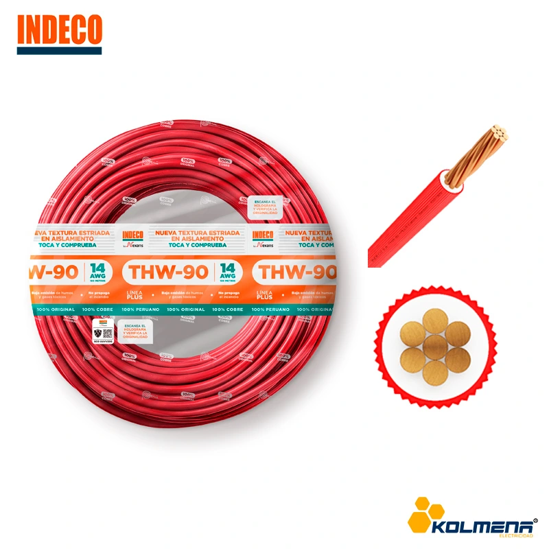 CABLE THW-90+PLUS 450/750V 14 AWG ROJO X 100M